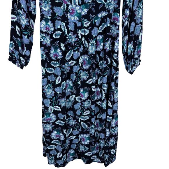 Loft Floral VNeck Long Sleeve Empire Waist Midi Dress Women's 4 Dark Whimsy NWT - Picture 8 of 13
